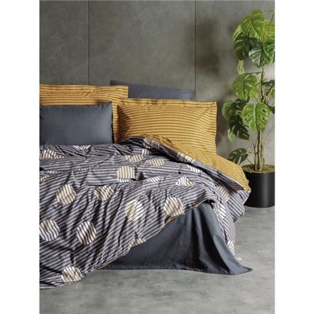 Parure de lit - 1 housse de couette 220 x 240 cm + 2 taies d'oreiller 60 x 60 cm - 100% coton ranforcé - Gris