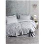 Parure de lit - 1 housse de couette 220 x 240 cm + 2 taies d'oreiller 60 x 60 cm - Satiné 100% coton - Gris