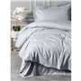 Parure de lit - 1 housse de couette 220 x 240 cm + 2 taies d'oreiller 60 x 60 cm - Satiné 100% coton - Gris