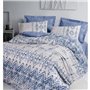 Parure de lit - 1 housse de couette 220 x 240 cm + 2 taies d'oreiller 60 x 60 cm - 100% coton ranforcé - Bleu