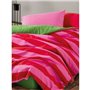 Parure de lit - 1 housse de couette 220 x 240 cm + 2 taies d'oreiller 60 x 60 cm - 100% coton ranforcé - Rose
