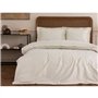 Parure de lit - 1 housse de couette 220 x 240 cm + 2 taies d'oreiller 60 x 60 cm - Satiné 100% coton - Beige