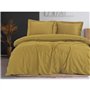 Parure de lit - 1 housse de couette 220 x 240 cm + 2 taies d'oreiller 60 x 60 cm - Satiné 100% coton - Moutarde