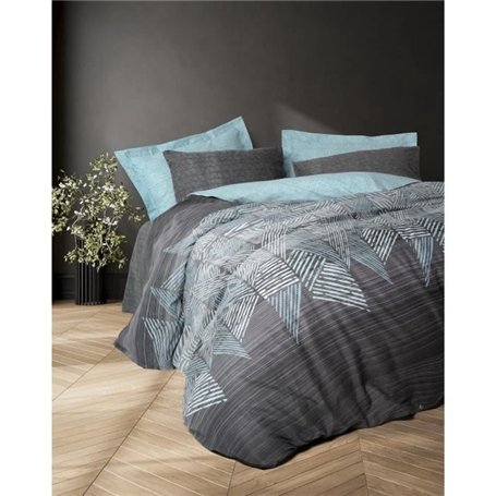 Parure de lit - 1 housse de couette 220 x 240 cm + 2 taies d'oreiller 60 x 60 cm - 100% coton ranforcé - Anthracite