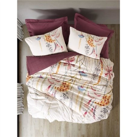 Parure de lit - 1 housse de couette 220 x 240 cm + 2 taies d'oreiller 60 x 60 cm - 100% coton ranforcé - Rouge