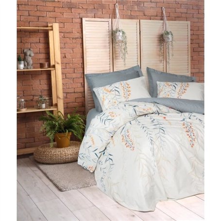 Parure de lit - 1 housse de couette 220 x 240 cm + 2 taies d'oreiller 60 x 60 cm - 100% coton ranforcé - Bleu