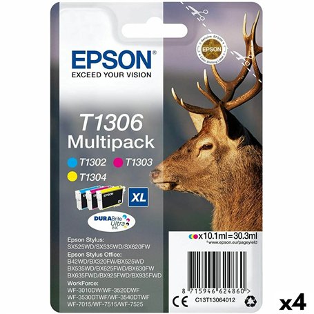 Cartouche d'encre originale Epson SX525WD/620FW/ OFFICE B42WD/525WD/625FWD/925FWD Tricolore (4 Unités)