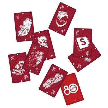 UNO - Jeu de cartes Rouge Rubis - 80eme anniversaire de Mattel - Pour toute la famille - UNO - JGK30