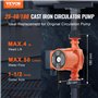 VEVOR LPS25-4S-180 Pompe de Circulation d'eau Chaude, Orange