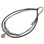 Ancient Tribe Collier ras du cou ajustable en cuir de chanvre avec perle turquoise pour femme
