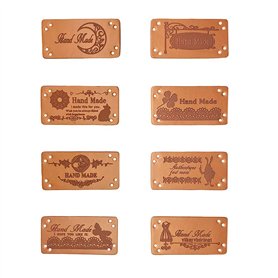 Jurxy 40PCS Étiquette en Cuir PU Vêtements Faits à la Main Étiquette en Relief avec des Trous Tricot d'embellissement Accessoire