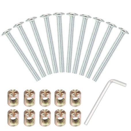 Kit 11PCS Boulons écrous M6 hex douille tête de culasse vis écrous pour lit superposé berceau meubles lits
