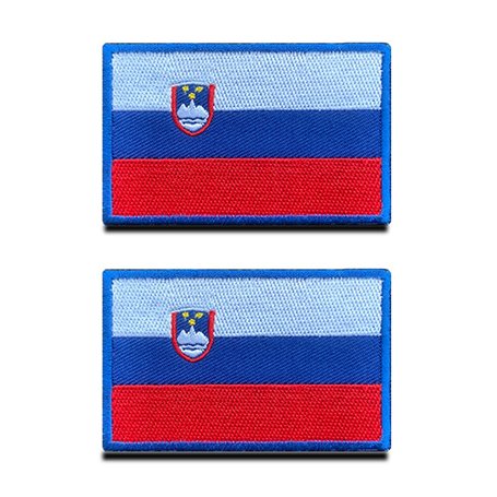 2 Pièces Drapeau du Slovénie Les Slovènes Patch Tactique Militaire Emblème National Applique Crochet et Boucle pour Chapeau Sac