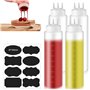 Lot de 4 bouteilles à presser - 1000 ml - Avec 3 buses de pulvérisation - Bouteille à sauce avec échelle de mesure - Anti-fuite