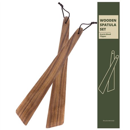 Muso Wood Lot de 2 spatules en bois de teck de 30