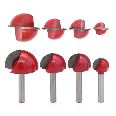 DingGreat 4 Pcs 6mm Tige Routeur Core Box Bits CNC Fraise à Rainure Ronde Outils à Bois 16mm/22mm/25mm/32mm