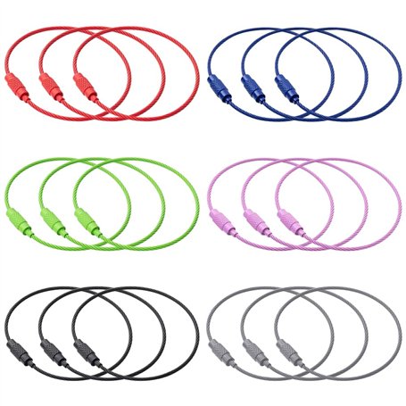 TRKETK 18 Pièces Porte-clés à Câble Coloré Multicolore Porte-Clés en Fil de Fer de 15 cm avec Serrure Tournante pour l'Extérieur