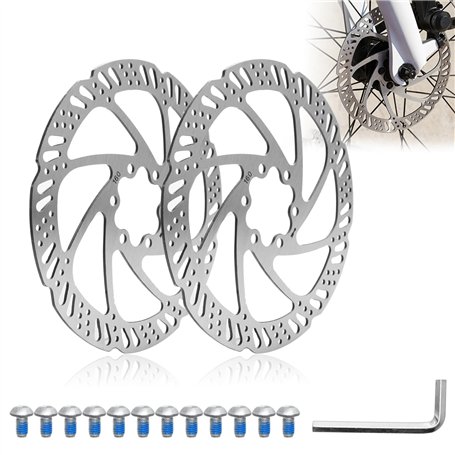 2 Pièces Disque de Frein pour VTT 160mm Rotor de Frein à Disque de Vélo en Acier Inoxydable avec 12 Boulons Vis Disque de Frein