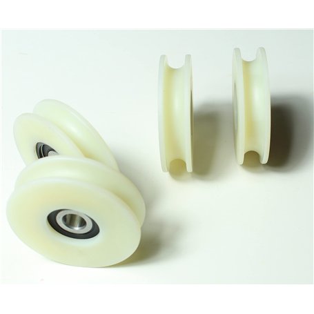 Lot de 4 poulies en nylon avec rainure ronde de 10 mm