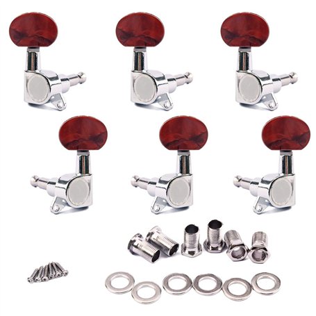 Alnicov 3L3R chevilles de réglage fermées accordeurs de tête de machine boutons en plastique ambre pour guitare électrique ou ac