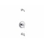 Kohler TLS395-4S-CP Devonshire(R) Rite-Temp(R) Garniture de robinet de baignoire et douche avec poignée de levier et bec couliss