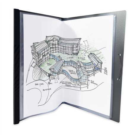 OXFORD Protège-Documents Osmose A3 Plié en A4 20 vues / 10 pochettes Couverture Polypro Noir