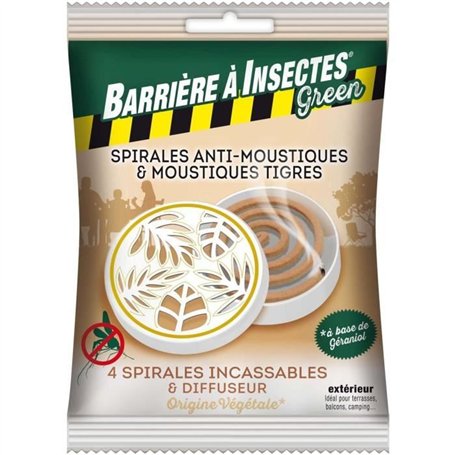 Spirales anti-moustiques a base de géraniol - BARRIERE A INSECTES - Diffuseur boitier + 4 spirales