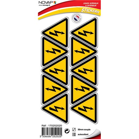 Planche 10 Pictogrammes Triangle 50mm - Danger Eléctrique - 4252025