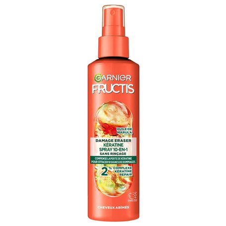 GARNIER Fructis - Spray Stop agressions - Soin Enrichi en huile d'Amla et Kératine végétale - Cheveux abîmés - Sans rinçage - 15