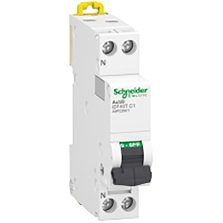 Schneider Electric - Acti9 iDT40T - disjoncteur modulaire - 1P+N - 1A - courbe C - 4500A/6kA - A9P22601