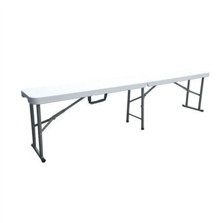 Banc pliable pour table de réception 180 cm -  Structure acier et assise  Polyéthylene PEHD - Blanc