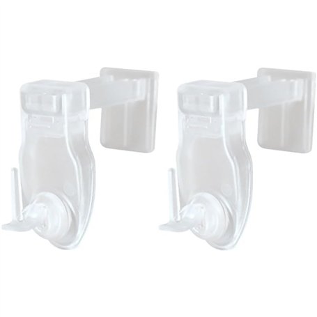 Lot de 2 Supports clic sans perçage pour Tringle à Rideau - Crochets à pression sans adhésif pour barres à rideaux légers et voi