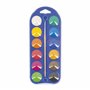 Janod - Palette de Peinture à l'eau - 12 Pastilles et Pinceau Inclus - Utilisation Facile et Lavable - Couvercle Utile pour Méla