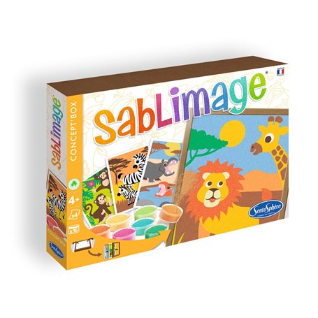 SentoSphère - SABLIMAGE - FAUNE AFRICAINE - 881 - Kit Loisir Créatif - Réaliser 4 tableaux avec 15 tonalités de sable - A partir