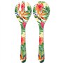 Les Jardins de la Comtesse - Couverts à Salade de Service en Mélamine Pure - Fleurs Exotiques - 33 cm – Rouge/Vert - Couverts de