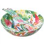 Les Jardins de la Comtesse - Couverts à Salade de Service en Mélamine Pure - Fleurs Exotiques - 33 cm – Rouge/Vert - Couverts de