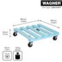 WAGNER Support à roulettes pour pot de fleur AQUA SPLASH 38 x 38 x 9,5 cm I intérieur + extérieur I Roule pot en bois massif cer