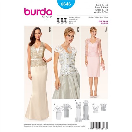 Burda B6646 Patron de Couture Robe et Haut Papier Blanc 19 x 13 x 1 cm