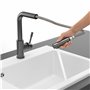 Robinetterie Villeroy & Boch Steel Shower, haute pression, robinet avec douchette extractible et rotation 360°, robinetterie éco
