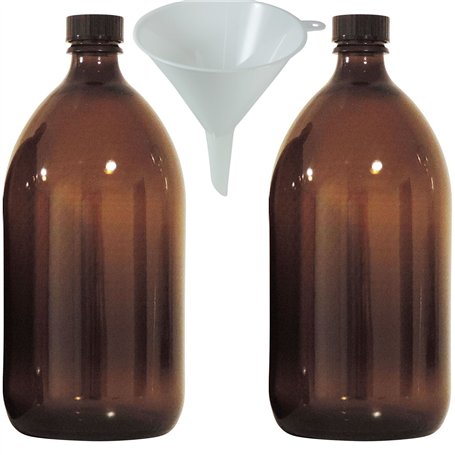Viva-Haushaltswaren Gabriele Hesse e.K. Lot de 2 bouteilles de pharmacien marron de 1000 ml - Fabriqué en Allemagne - Sans BPA -