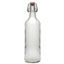 mikken Lot de 2 bouteilles en verre vides de 1000 ml avec bouchon mécanique en porcelaine à remplir soi-même, avec 2 étiquettes 