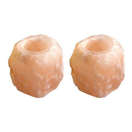 'Lot de 2 : bougeoir "Rock Small je 600–800 g handgeschlagen en cristal du pied de sel de l'Himalaya