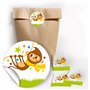 Lot de 12 sachets en papier kraft avec 12 autocollants « Singe » pour cadeaux ou petits cadeaux pour anniversaire d'enfant