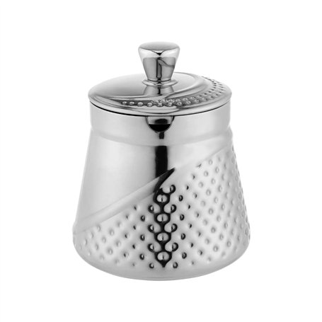 Café Olé AHS-013 Arabica Sucrier martelé avec couvercle en acier inoxydable 18/10 poli miroir Garde le sucre frais