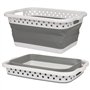 Harbour Housewares 42L Panier à Linge Pliable - Blanc/Gris - 1x Grand Plastique Pliant Surgir Gain de Place Lavage Stockage Vête