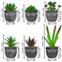 BELLE VOUS Mini Plante Artificielle Interieur Succulente en Pot Gris (6 Pièces) - Fausse Plante Cactus & Succulentes - pour Mais