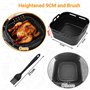 Alyvisun Moule Silicone Air Fryer avec Pinceau à Huile, 2 Pièces Plat pour Airfryer Panier Friteuse Air Chaud Moules Carré Barqu
