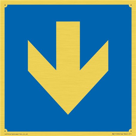 Personnalisé obligatoire : panneau flèche vers le bas – 150 x 150 mm – S15