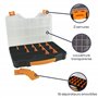 Perel Boite de rangement compartimentée vide, boîte rangement outils bricolage, boite compartiment, couvercle en plastique trans