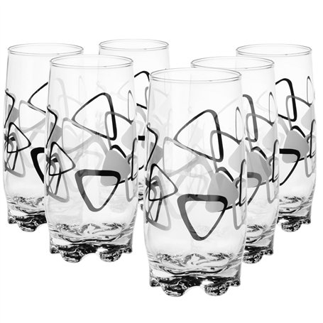 Glasmark KROSNO 1992 Lot De 6 Verres À Cocktail En Verre Transparent Haute Brillance Jus Eau Soda Restaurant Bar 350 ml Motif Tr